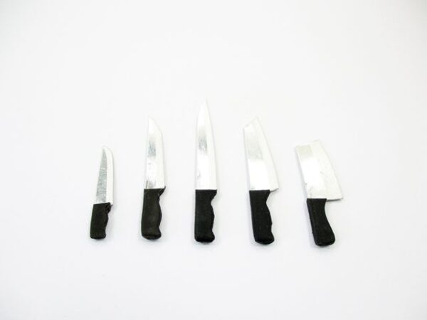 5 Assorted Meat Fruit Cleaver Knife Dollhouse Miniatures Kitchen Cooking 14309