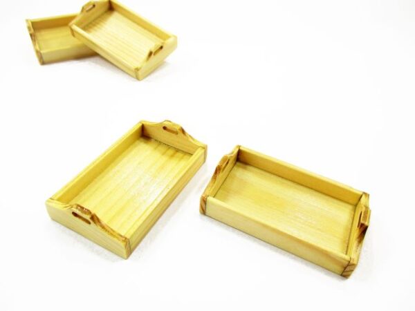 Dollhouse Miniatures 2 Empty Square Wooden Food Serving Tray Supply Charms 15680