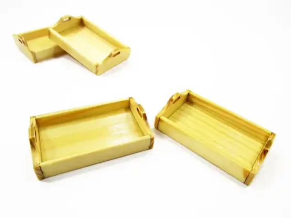 Dollhouse Miniatures 2 Empty Square Wooden Food Serving Tray Supply Charms 15680 - Image 3