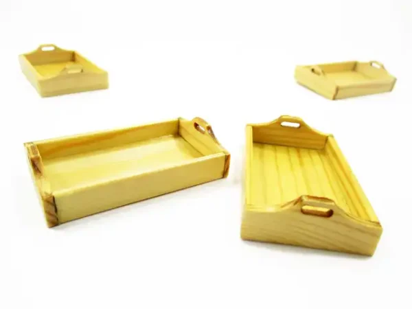 Dollhouse Miniatures 2 Empty Square Wooden Food Serving Tray Supply Charms 15680 - Image 4