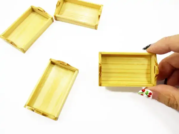 Dollhouse Miniatures 2 Empty Square Wooden Food Serving Tray Supply Charms 15680 - Image 5