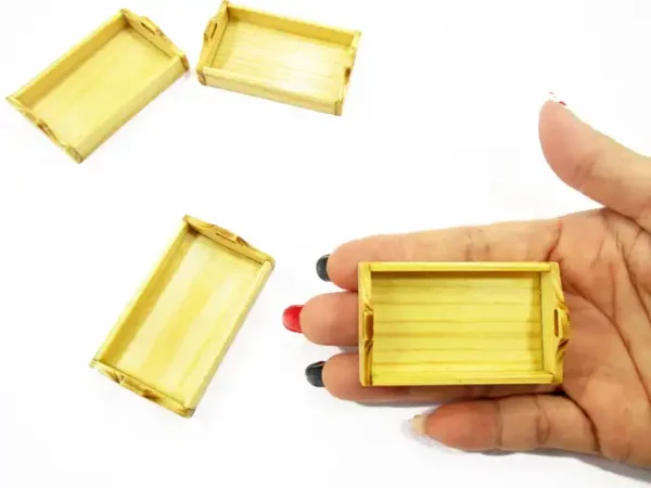 Dollhouse Miniatures 2 Empty Square Wooden Food Serving Tray Supply Charms 15680 - Image 6