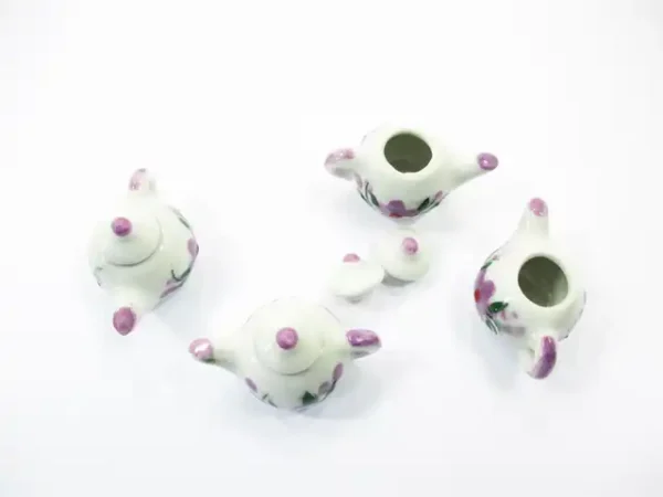 4 Coffee Pot Teapot Lilac Flower Paint Dollhouse Miniature Ceramic Supply 12934 - Image 4