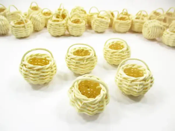 Small Round Handmade Wicker Baskets Dollhouse Miniatures Supply Charms - Image 3