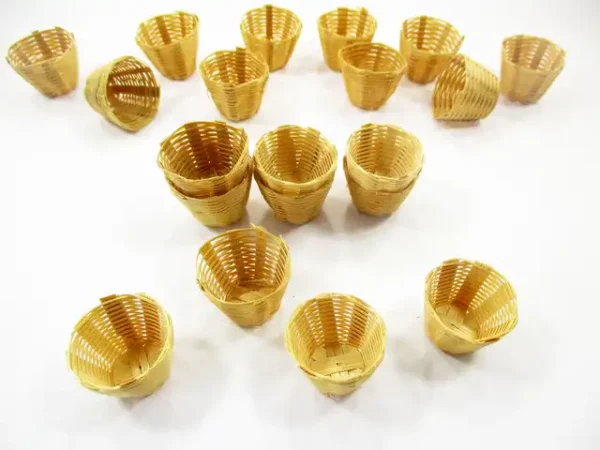 10 Bamboo Wicker Basket Fruit Vegetable Picnic Dollhouse Miniature Supply 16304 - Image 2