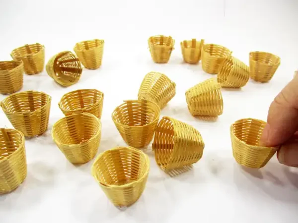 10 Bamboo Wicker Basket Fruit Vegetable Picnic Dollhouse Miniature Supply 16304 - Image 4