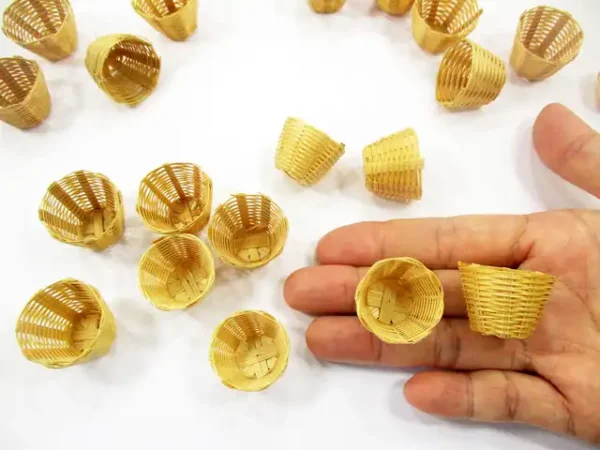 10 Bamboo Wicker Basket Fruit Vegetable Picnic Dollhouse Miniature Supply 16304 - Image 6