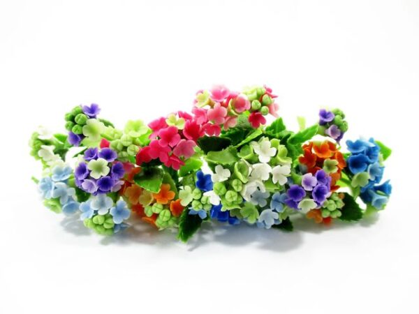 2 Bunch Dollhouse Pink Hydrangea Clay Flower 1:12 Miniature Fairy Garden