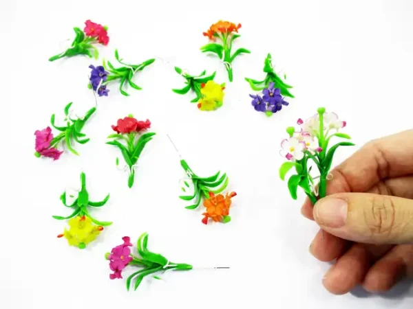1:12 Miniature Vanda Orchid 2 Bunch Clay Flower Fairy Garden Dollhouse - Image 2
