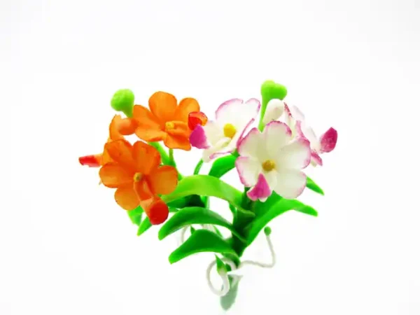 1:12 Miniature Vanda Orchid 2 Bunch Clay Flower Fairy Garden Dollhouse - Image 11