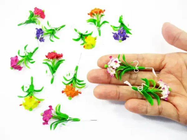 1:12 Miniature Vanda Orchid 2 Bunch Clay Flower Fairy Garden Dollhouse - Image 3