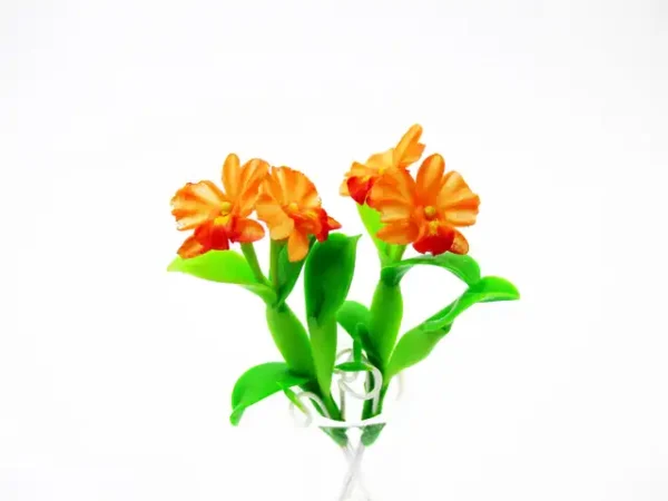 2 Bunch Miniature Orchid Clay Flower Dollhouse Handmade 1:12 Fairy Garden - Image 6