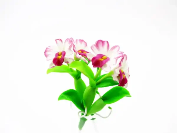 2 Bunch Miniature Orchid Clay Flower Dollhouse Handmade 1:12 Fairy Garden - Image 7