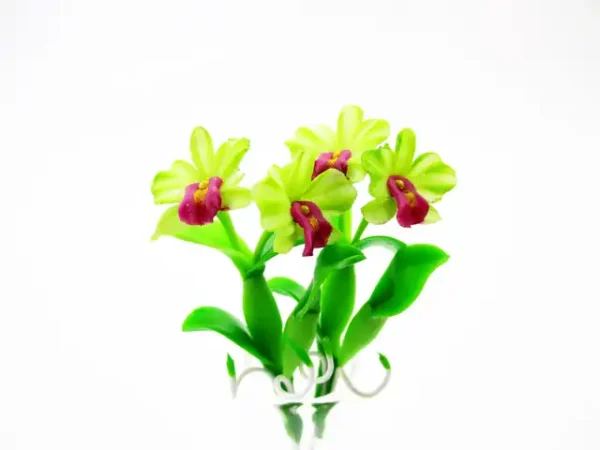 2 Bunch Miniature Orchid Clay Flower Dollhouse Handmade 1:12 Fairy Garden - Image 9