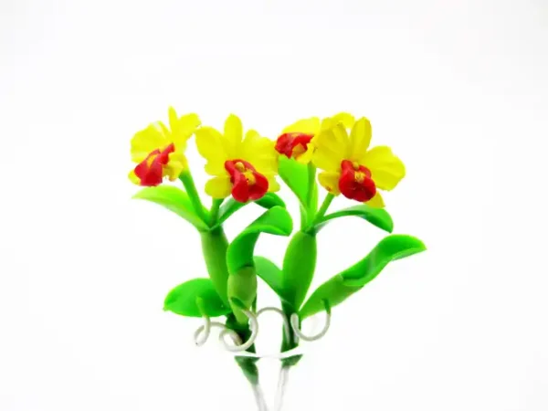2 Bunch Miniature Orchid Clay Flower Dollhouse Handmade 1:12 Fairy Garden - Image 10