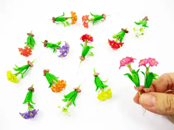 1:12 Miniature Freesia Orchid 2 Bunch Clay Flower Fairy Garden Dollhouse - Image 2