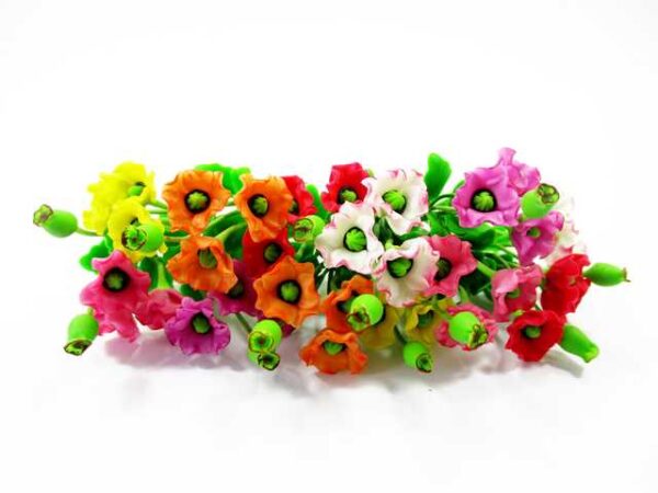 2 Bunch Miniature Poppy Clay Flower Dollhouse Handmade 1:12 Fairy Garden