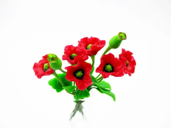 2 Bunch Miniature Poppy Clay Flower Dollhouse Handmade 1:12 Fairy Garden - Image 8