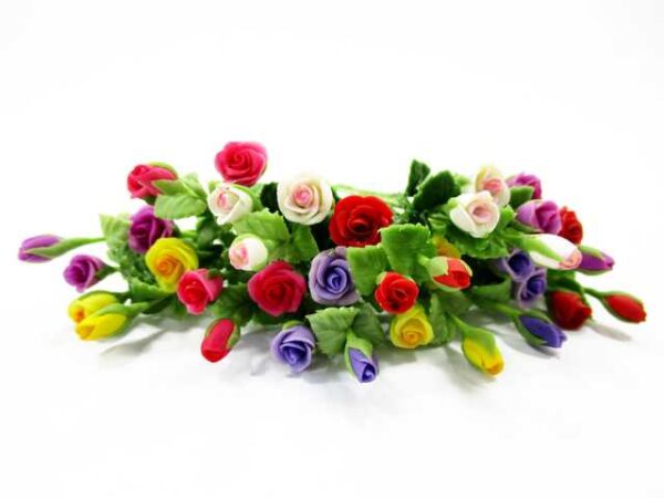 1:12 Miniature Rose 2 Bunch Clay Flower Fairy Garden Dollhouse Supply
