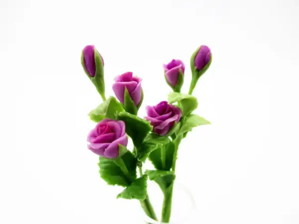 1:12 Miniature Rose 2 Bunch Clay Flower Fairy Garden Dollhouse Supply - Image 5