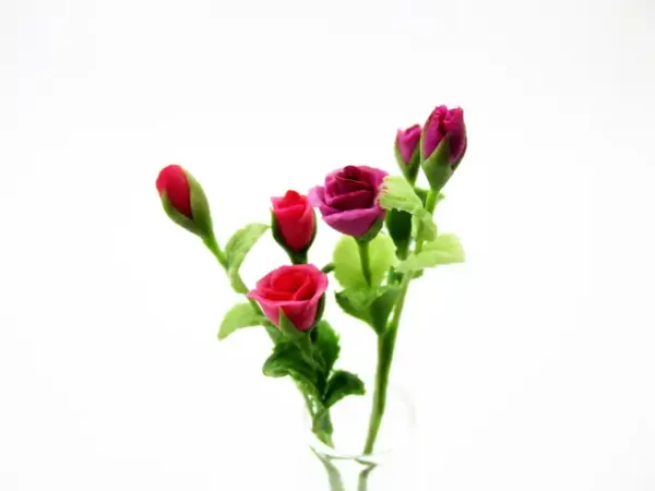 1:12 Miniature Rose 2 Bunch Clay Flower Fairy Garden Dollhouse Supply - Image 11