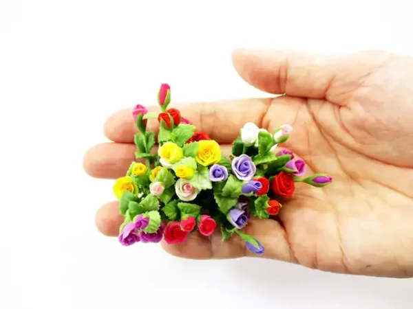 1:12 Miniature Rose 2 Bunch Clay Flower Fairy Garden Dollhouse Supply - Image 4