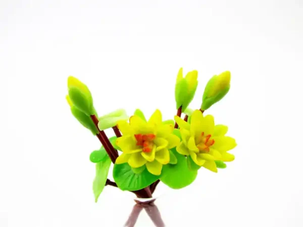 2 Bunch Miniature Water Lily Lotus Clay Flower Dollhouse 1:12 Fairy Garden - Image 8
