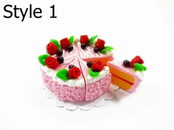 Dollhouse Strawberry Pink Cake 8 Slice Set - 1:12 Miniature Bakery Dessert Charms 17225 - Image 4