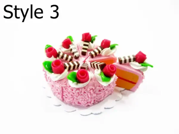 Dollhouse Strawberry Pink Cake 8 Slice Set - 1:12 Miniature Bakery Dessert Charms 17225 - Image 6