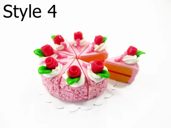 Dollhouse Strawberry Pink Cake 8 Slice Set - 1:12 Miniature Bakery Dessert Charms 17225 - Image 7