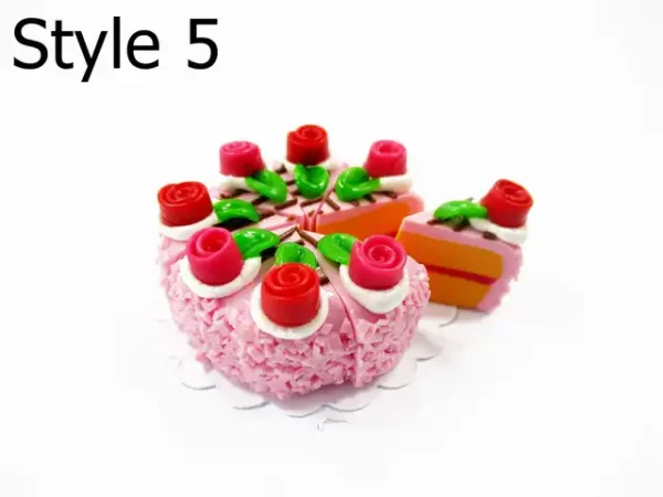 Dollhouse Strawberry Pink Cake 8 Slice Set - 1:12 Miniature Bakery Dessert Charms 17225 - Image 8