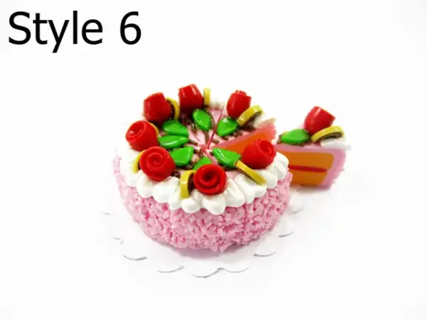 Dollhouse Strawberry Pink Cake 8 Slice Set - 1:12 Miniature Bakery Dessert Charms 17225 - Image 9