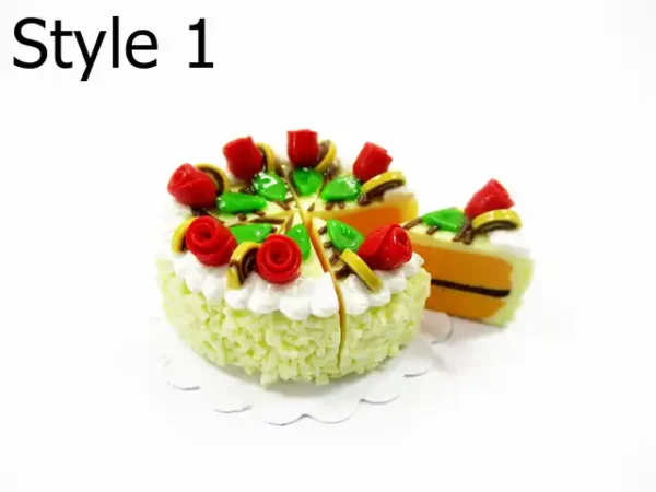 Dollhouse Yellow 8 Slice Cake Rose, 1:12 Miniature Food Bakery Clay Charms 17231 - Image 4