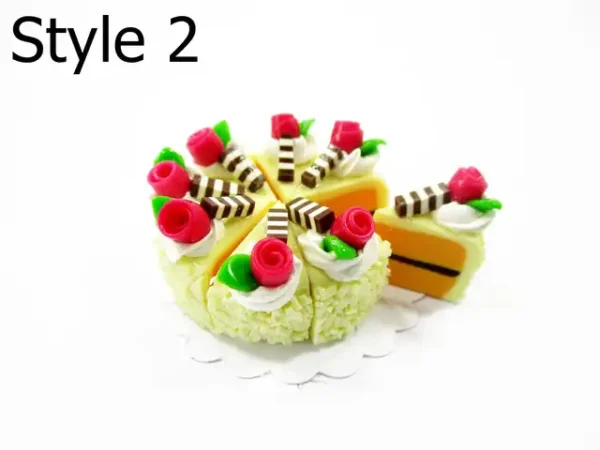 Dollhouse Yellow 8 Slice Cake Rose, 1:12 Miniature Food Bakery Clay Charms 17231 - Image 5