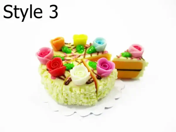 Dollhouse Yellow 8 Slice Cake Rose, 1:12 Miniature Food Bakery Clay Charms 17231 - Image 6