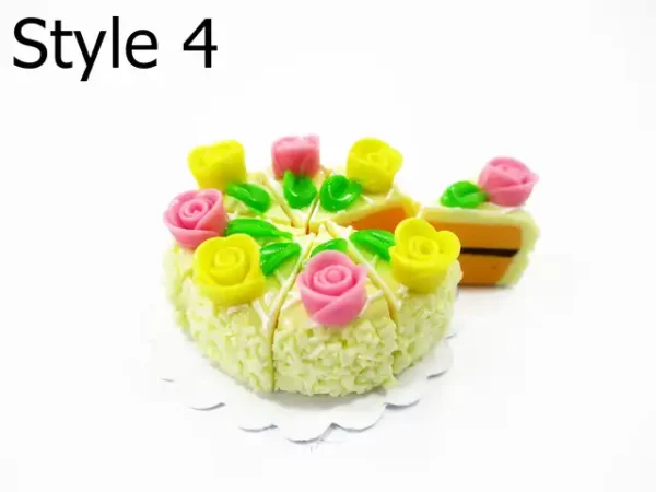 Dollhouse Yellow 8 Slice Cake Rose, 1:12 Miniature Food Bakery Clay Charms 17231 - Image 7