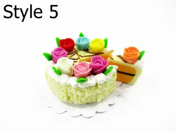 Dollhouse Yellow 8 Slice Cake Rose, 1:12 Miniature Food Bakery Clay Charms 17231 - Image 8