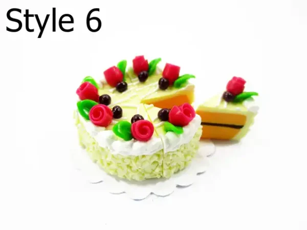 Dollhouse Yellow 8 Slice Cake Rose, 1:12 Miniature Food Bakery Clay Charms 17231 - Image 9