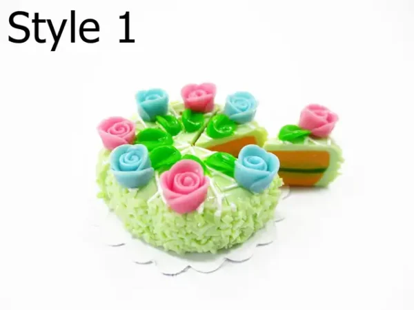 1:12 Dollhouse Miniature Green Cake 8 Slice Set - Bakery Dessert Diorama 17237 - Image 4
