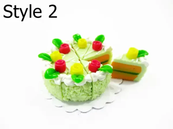 1:12 Dollhouse Miniature Green Cake 8 Slice Set - Bakery Dessert Diorama 17237 - Image 5