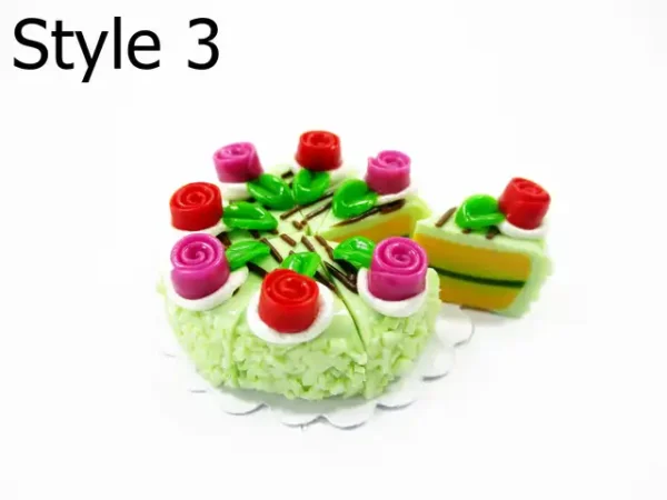 1:12 Dollhouse Miniature Green Cake 8 Slice Set - Bakery Dessert Diorama 17237 - Image 6