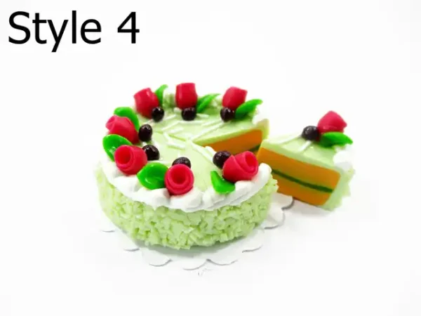 1:12 Dollhouse Miniature Green Cake 8 Slice Set - Bakery Dessert Diorama 17237 - Image 7