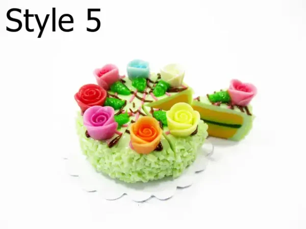 1:12 Dollhouse Miniature Green Cake 8 Slice Set - Bakery Dessert Diorama 17237 - Image 8