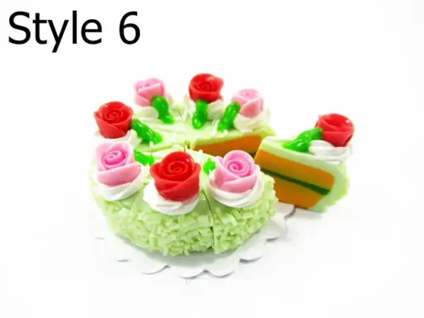 1:12 Dollhouse Miniature Green Cake 8 Slice Set - Bakery Dessert Diorama 17237 - Image 9