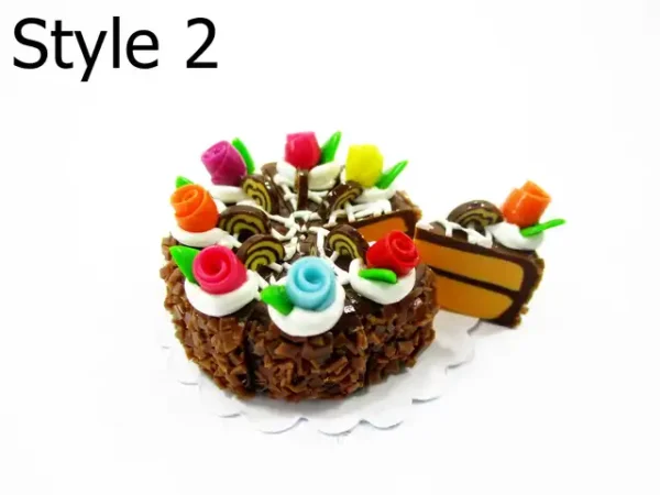Dollhouse Chocolate Cake 8 Slice Set - 1:12 Clay Miniature Food Jewelry 17243 - Image 5