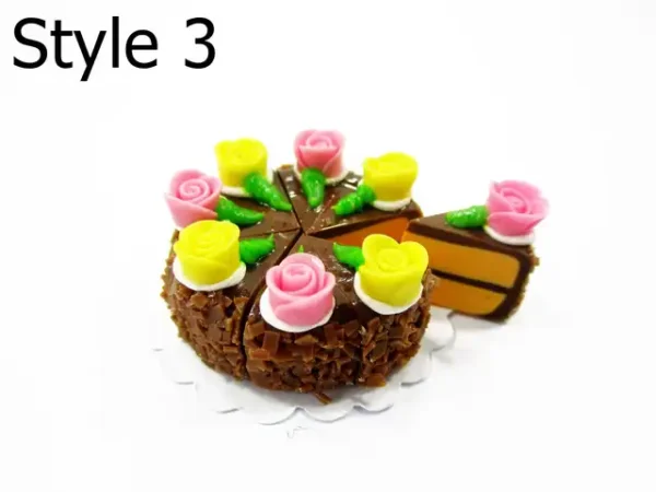 Dollhouse Chocolate Cake 8 Slice Set - 1:12 Clay Miniature Food Jewelry 17243 - Image 6