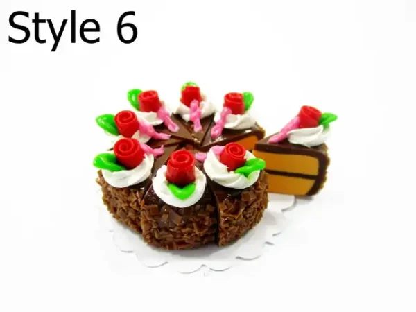 Dollhouse Chocolate Cake 8 Slice Set - 1:12 Clay Miniature Food Jewelry 17243 - Image 9
