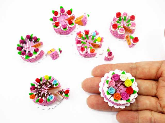 bakery 1:12 clay rosette slice cake, sweet and sweet gift for miniature fans